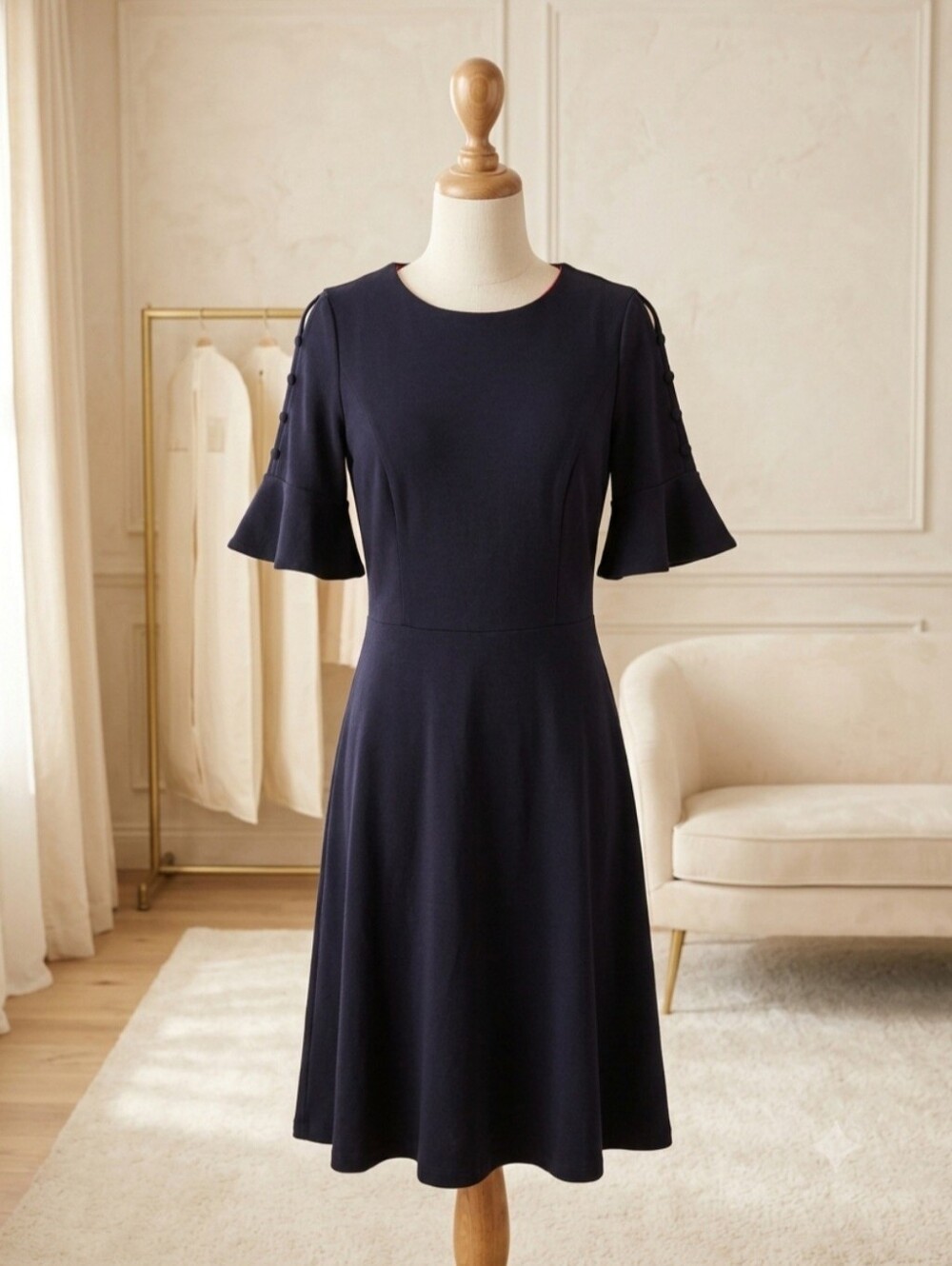 Boden Black Fitted Waist Twirl Dress Size 6